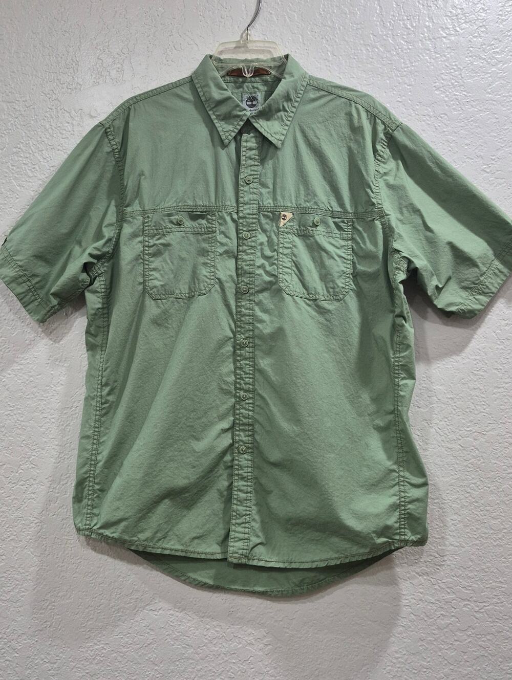 Timberland Men's Short-Sleeve Button-Up Shirt - Sage Green Size L